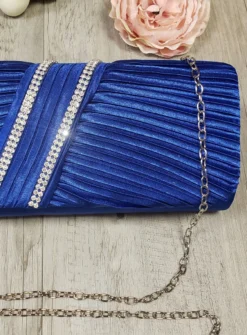 Pochette de soirée satin plissé et strass