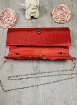 Pochette de soirée satin plissé et strass