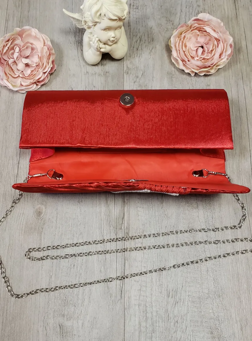 Pochette de soirée satin plissé et strass