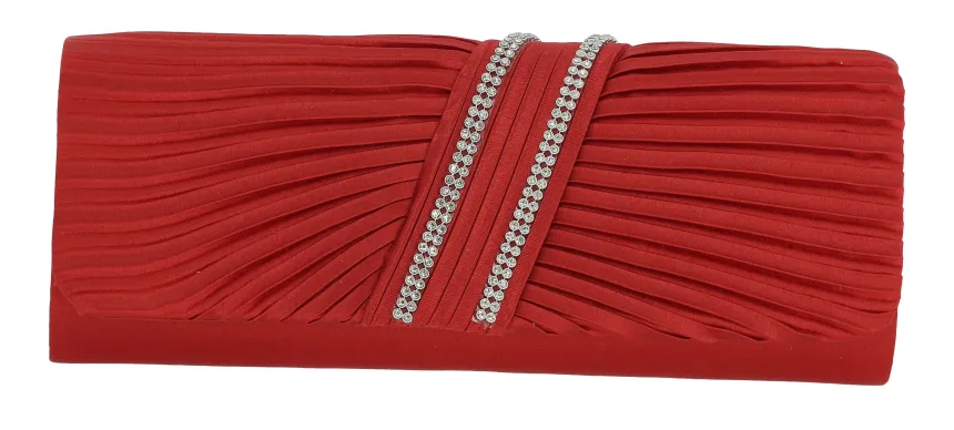 Pochette de soirée satin plissé et strass