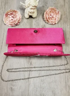 Pochette de soirée satin plissé et strass