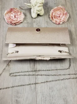Pochette de soirée satin plissé et strass