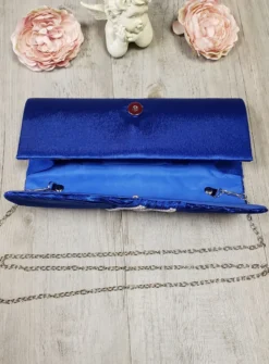 Pochette de soirée satin plissé et strass