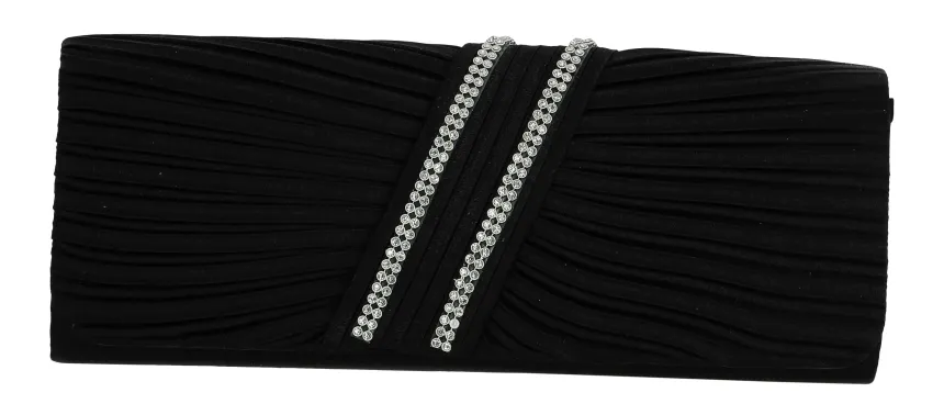 Pochette de soirée satin plissé et strass