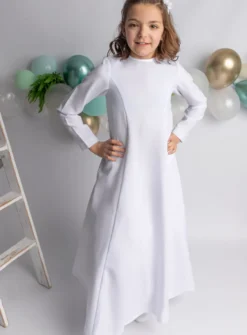 Robe aube communion manches longues Lilas - collection Création