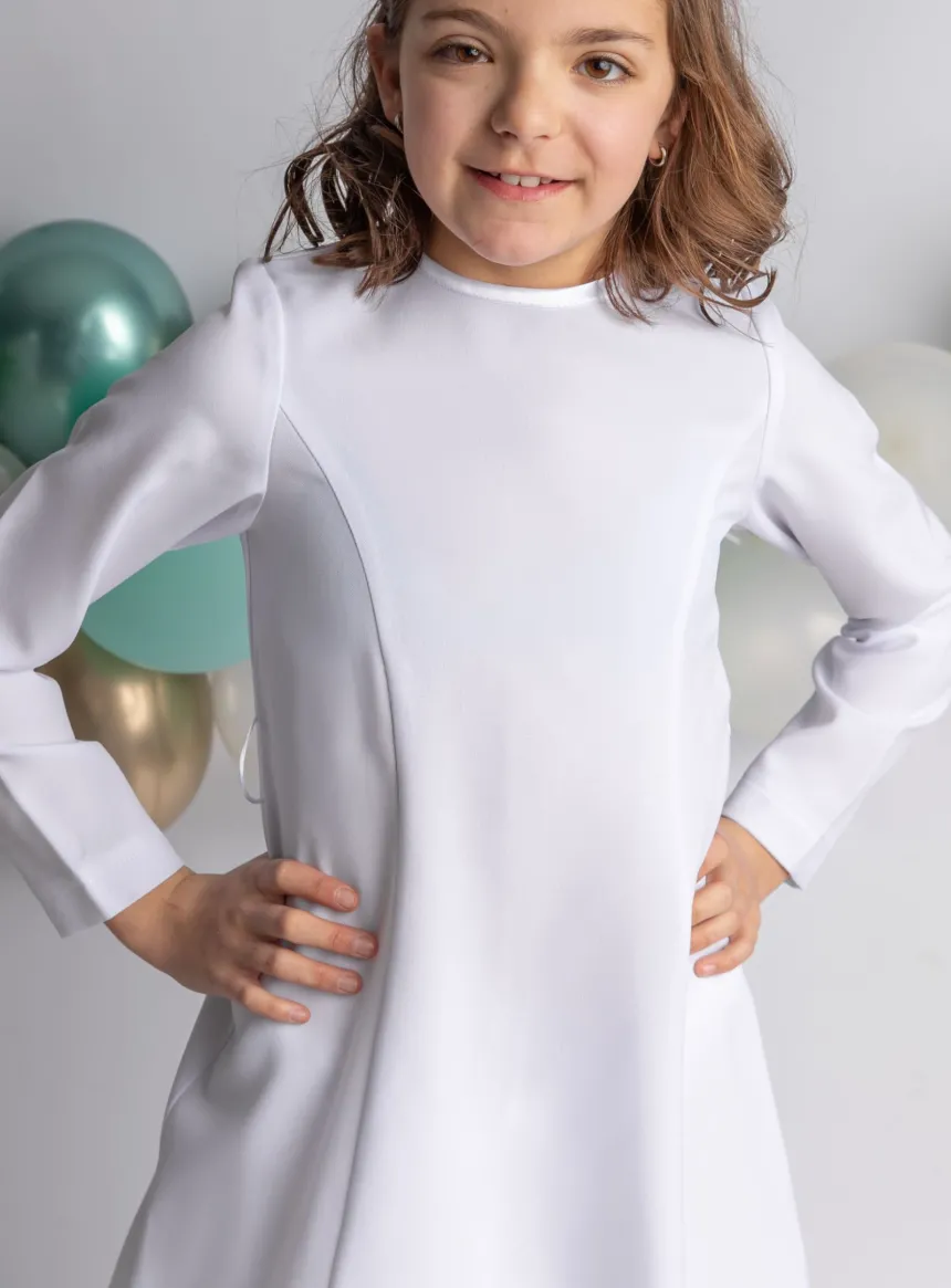 Robe aube communion manches longues Lilas - collection Création