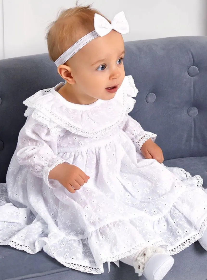 Robe + bandeau baptême broderie Andréa