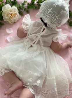 Robe bapteme vintage fille + béguin