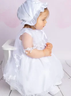 Robe baptême avec cape et bonnet Rosa