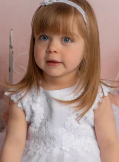 Robe baptême bébé blanche dentelle sur épaule