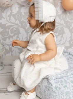 Robe baptême bébé dentelle + béguin Cloé