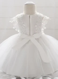 Robe baptême fille dentelle Violette ivoire
