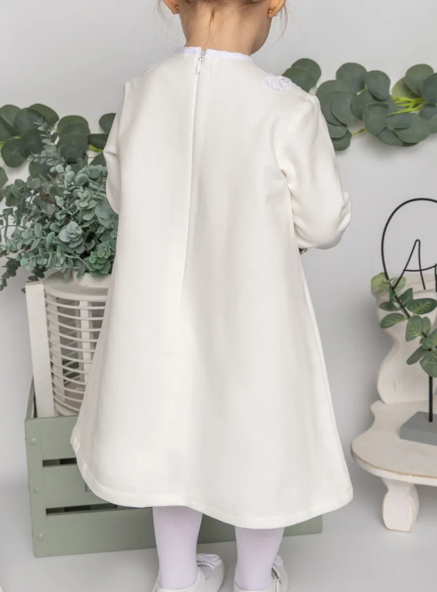 Robe baptême fillette Noa manches longues