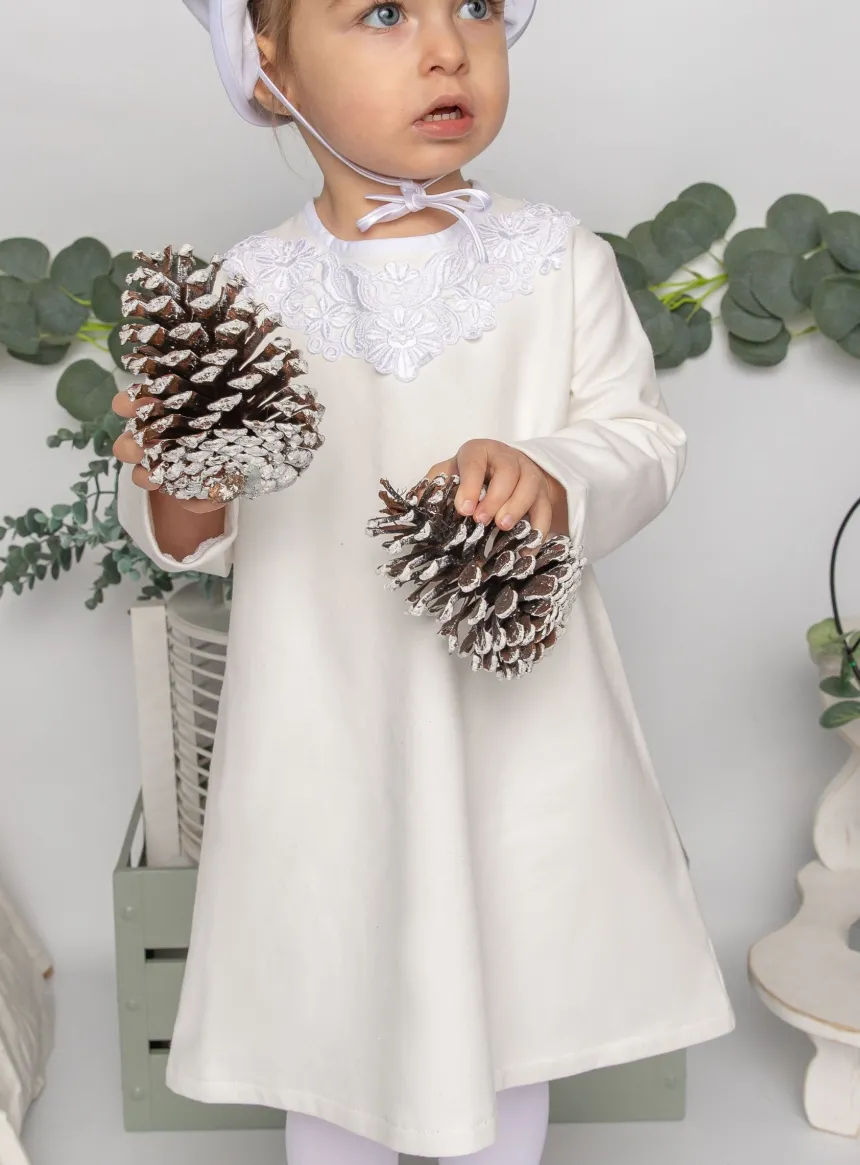 Robe baptême fillette Noa manches longues