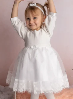 Robe baptême hiver manches longues Eleonore