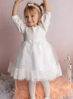 Robe baptême hiver manches longues Eleonore