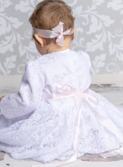 robe baptême longue + bandeau Cassie