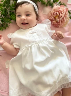 Robe barboteuse pour bapteme bébé fille style vintage