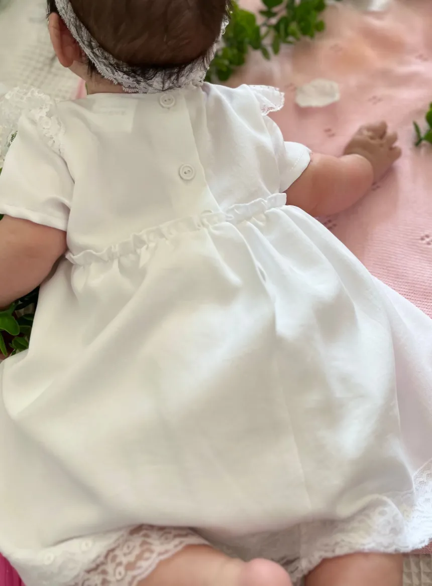 Robe barboteuse pour bapteme bébé fille style vintage
