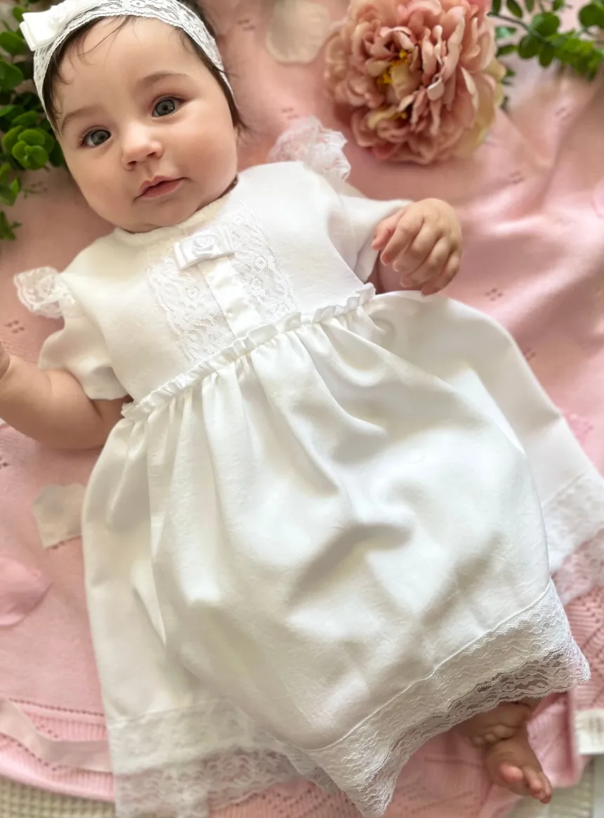 Robe barboteuse pour bapteme bébé fille style vintage