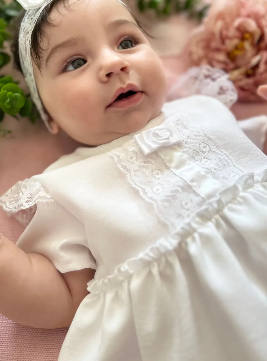 Robe barboteuse pour bapteme bébé fille style vintage