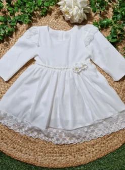 Robe bébé dentelle manches longues