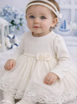 Robe bébé dentelle manches longues