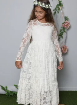 Robe bohème fille en dentelle