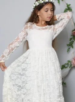 Robe bohème fille en dentelle