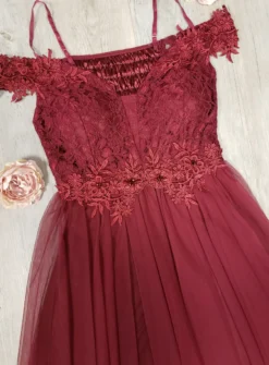 Robe cortège longue femme tulle et dentelle