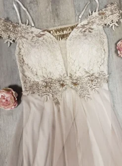 Robe cortège longue femme tulle et dentelle