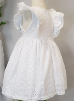 Robe coton broderie anglaise + bandeau Aria bébé fille