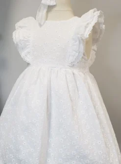 Robe coton broderie anglaise + bandeau Aria bébé fille