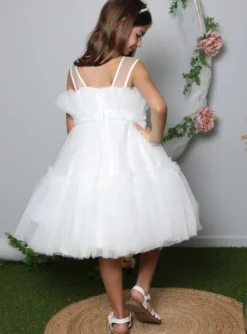 Robe cérémonie avec traine amovible en tulle pour fille