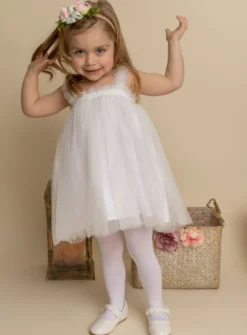 Robe cérémonie + bandeau cheveux fleurs Loretta