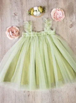 Robe cérémonie + bandeau cheveux fleurs Loretta