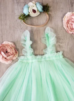 Robe cérémonie + bandeau cheveux fleurs Loretta