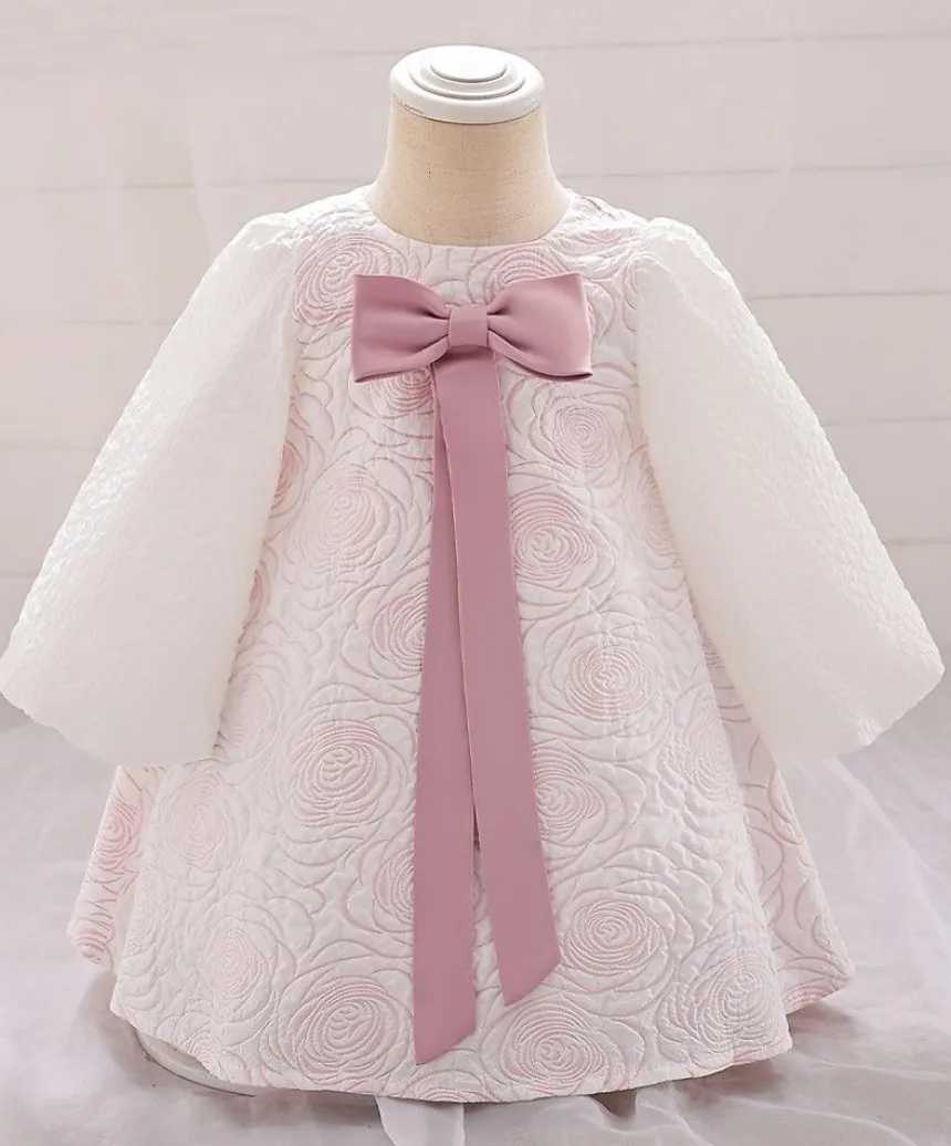 Robe cérémonie bébé manches longues et bouffantes