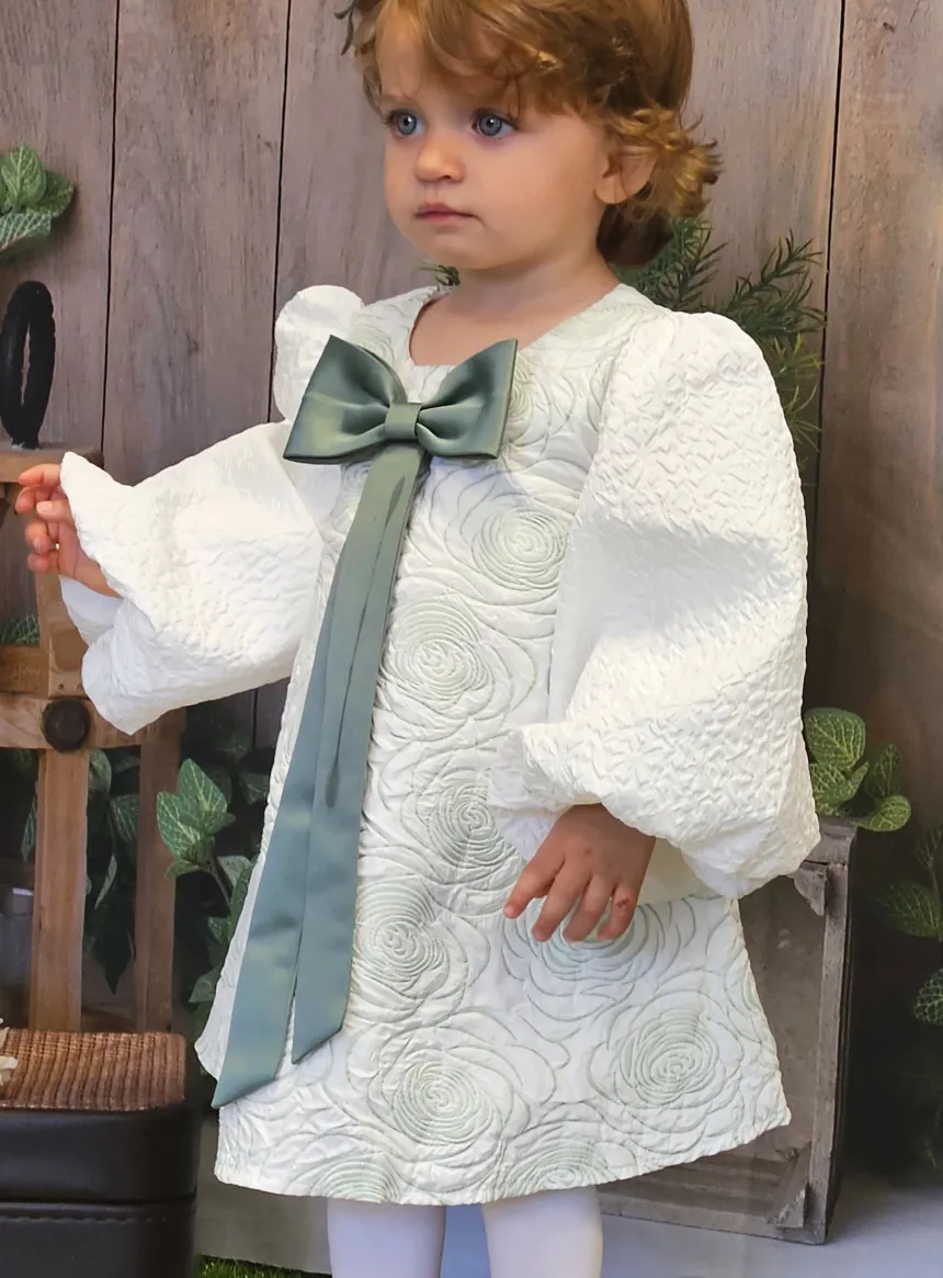 Robe cérémonie bébé manches longues et bouffantes