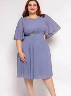Robe cérémonie femme courte grande taille mousseline