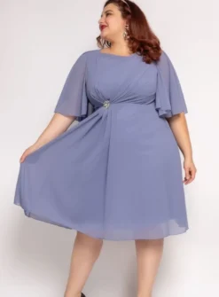 Robe cérémonie femme courte grande taille mousseline