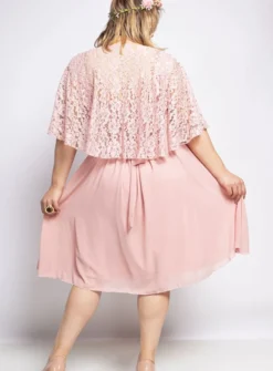 Robe cérémonie femme grande taille cape dentelle Mauve TU Grande Taille