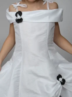 Robe cérémonie fille - bébé Pétale blanche fleur noire Blanc