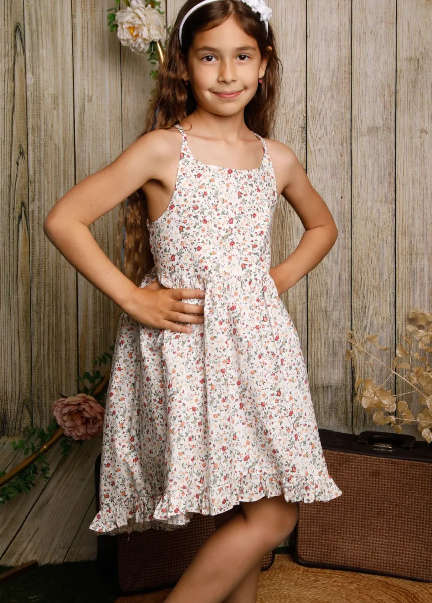 Robe cérémonie fille coton fleurie