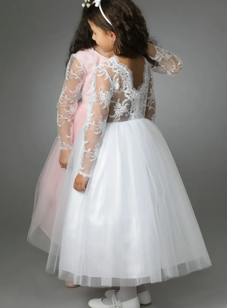 Robe cérémonie fille dentelle V au dos