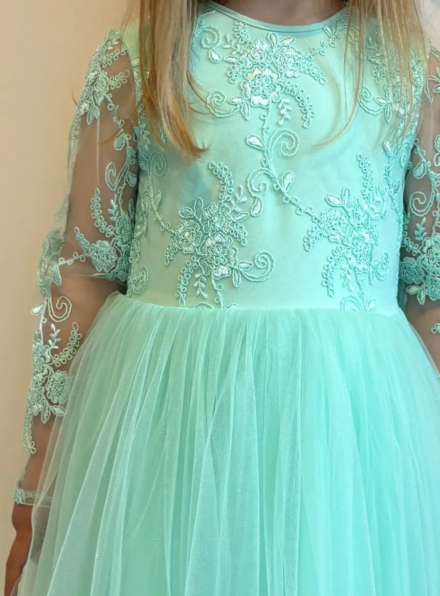 Robe cérémonie fille dentelle V au dos
