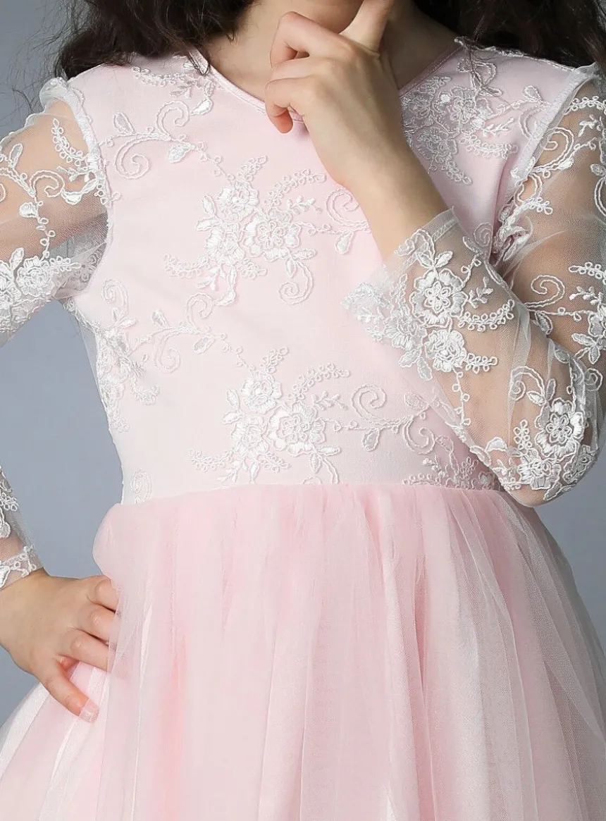 Robe cérémonie fille dentelle V au dos