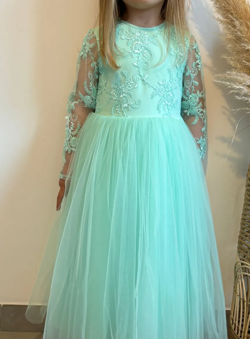 Robe cérémonie fille dentelle V au dos