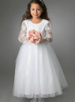 Robe cérémonie fille dentelle V au dos