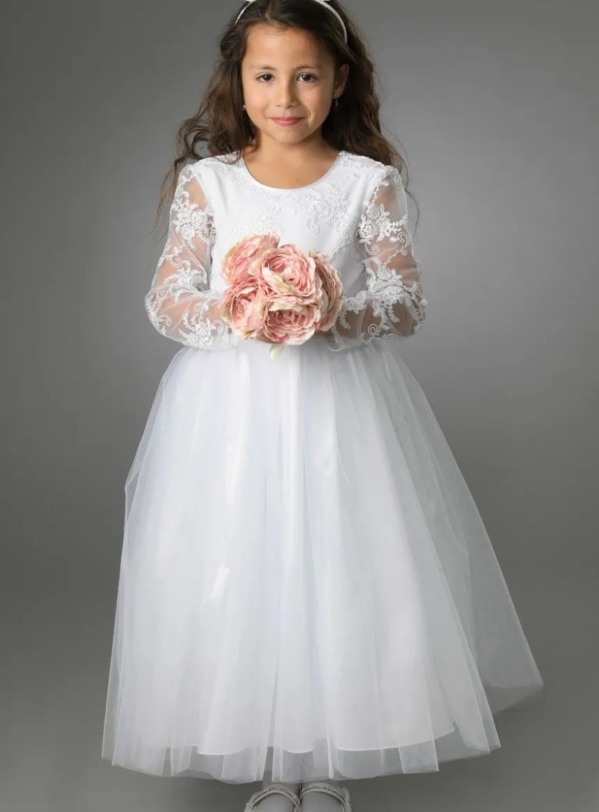 Robe cérémonie fille dentelle V au dos